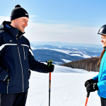 스키 강사와 클라이언트 관계 구축 - Beginner Lesson**

A ski instructor, fully clothed in winter sports gear (jacket, pants, gloves, hel...