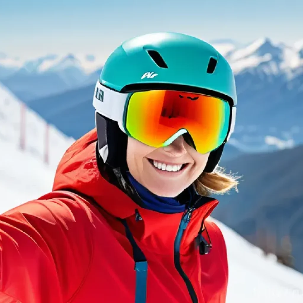 스키 강사의 초보자 지도법 - **Prompt:** A vibrant, dynamic image of a female beginner skier, approximately 30 years old, dressed...