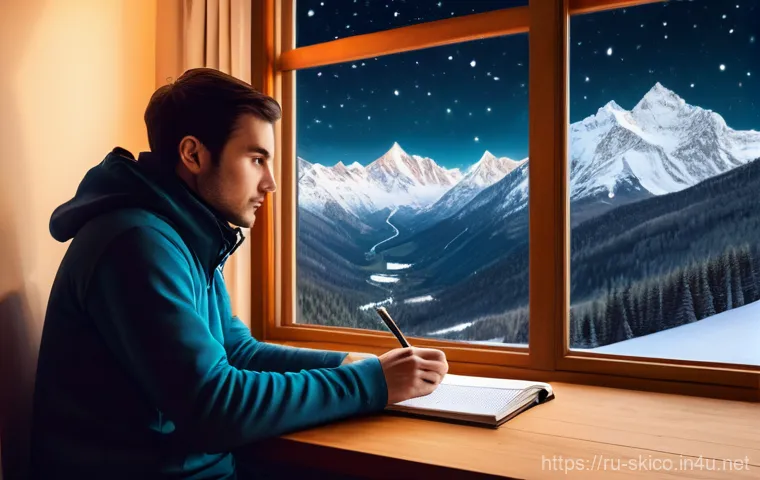 스키 강사의 업무와 가족 생활 균형 - **Prompt:** A heartwarming scene featuring a male or female ski instructor, off-duty, warmly bundled...