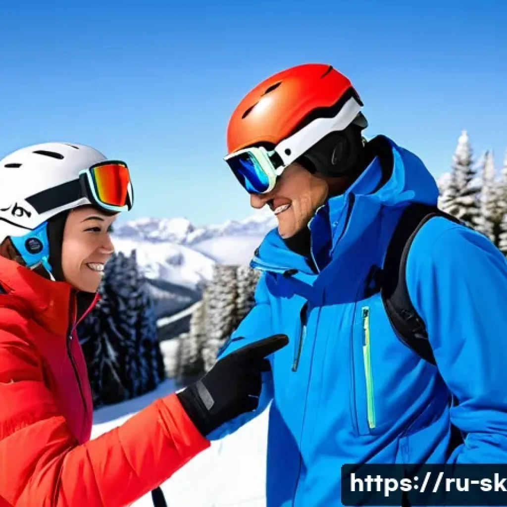 스키 강사의 개인 강습과 그룹 강습 차이 - A detailed scene of a private ski lesson on a snowy mountain slope during daytime, featuring a focus...