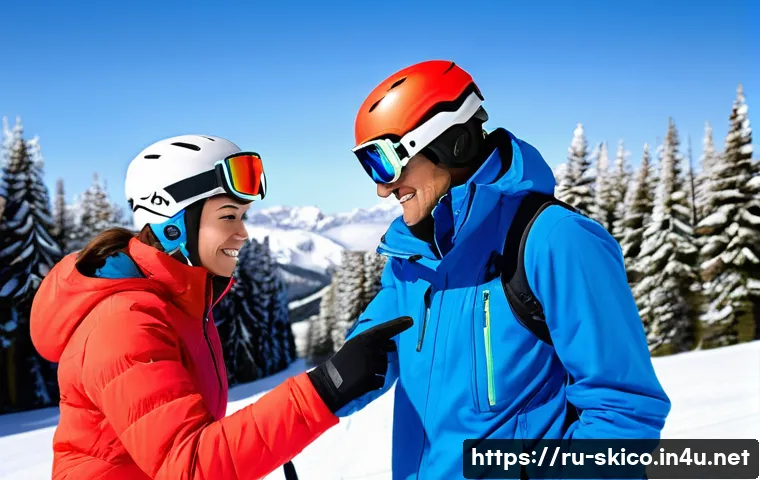 스키 강사의 개인 강습과 그룹 강습 차이 - A detailed scene of a private ski lesson on a snowy mountain slope during daytime, featuring a focus...