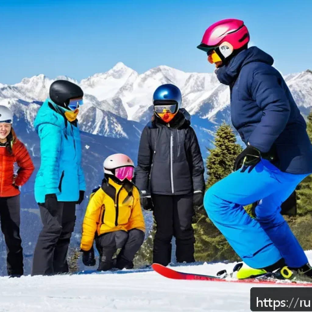 스키 강사의 고객 만족도 조사 - A professional ski instructor demonstrating individual coaching on a snowy mountain slope, dressed i...
