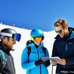 Home 18 스키 강사의 강의 효과 실험 - A modern ski instructor conducting a personalized training session on a snowy slope with a diverse g...