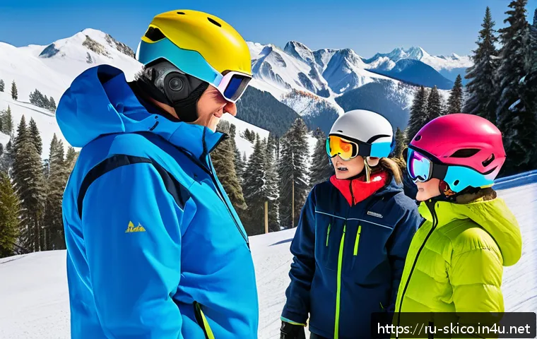 스키 강사의 멀티태스킹 기술 - A professional ski instructor giving a personalized lesson on a snowy mountain slope to a diverse gr...