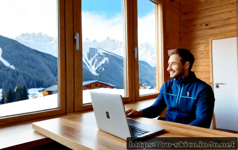 스키 강사의 새로운 비즈니스 기회 탐색 - Photorealistic Russian ski instructor in a modern alpine lodge office, warmly explaining a private o...