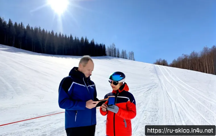 Home 17 스키 강사의 트렌드 활용 방법 - Photorealistic Russian ski instructor in a modern red-and-navy insulated ski uniform demonstrating a...